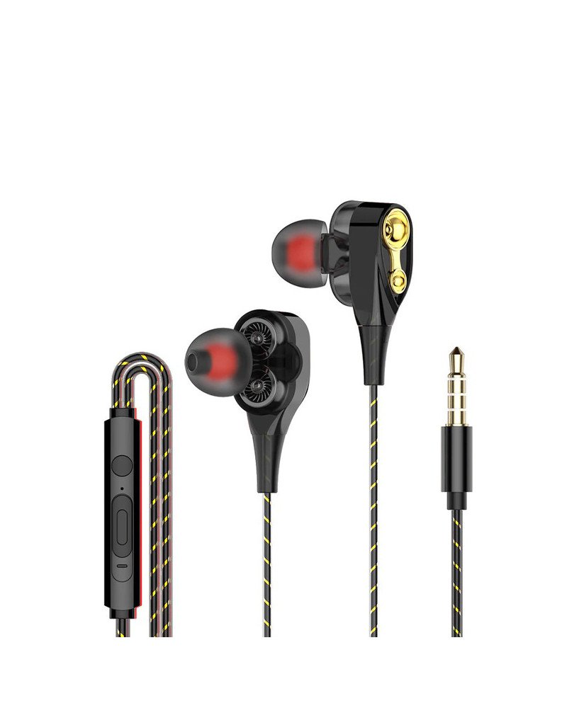Fones Auriculares com Fio e Microfone – Preto e Dourado