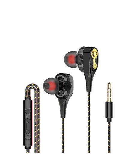 Fones Auriculares com Fio e Microfone – Preto e Dourado