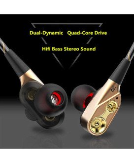 Fones Auriculares com Fio e Microfone – Preto e Dourado