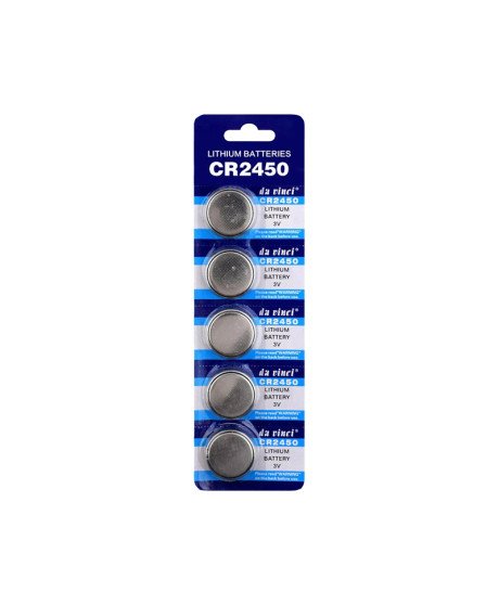Pilha de Lítio 3V CR2450, para Brinquedos, Relógio ou Controlo Remoto – 5 unidades