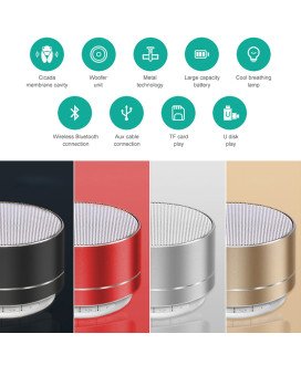 Mini Coluna Bluetooth, com Porta USB e Leitor de Cartões Micro SD, Prateado - Goeik