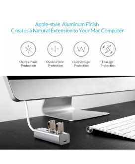 HUB Tipo-C, com 4 Portas USB 3.0 e 1 Porta Micro USB DC 5V – Cinzento metalizado