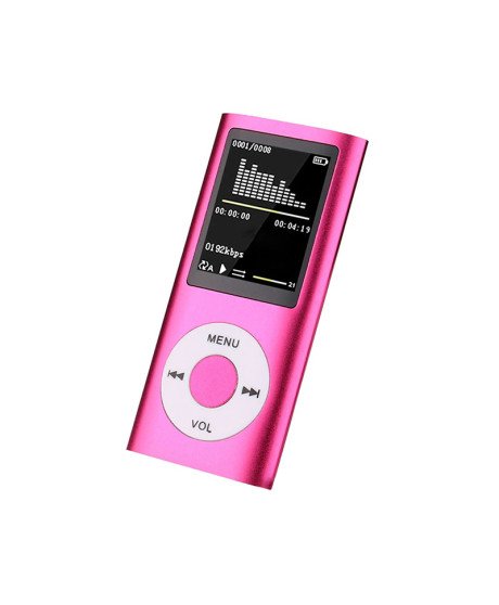 Leitor MP4 de 32GB, com Fones Jack 3.5mm e Cabo de Alimentação, Rosa