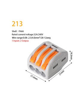 Conetor / Ligador Rápido PCT-213 com 1 Entrada e 2 Saídas – Cinza – Goeik