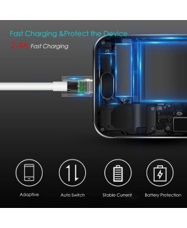 Cabo de Carregamento Rápido Tipo-C para USB de 1 metro e de 2.4 Amperes