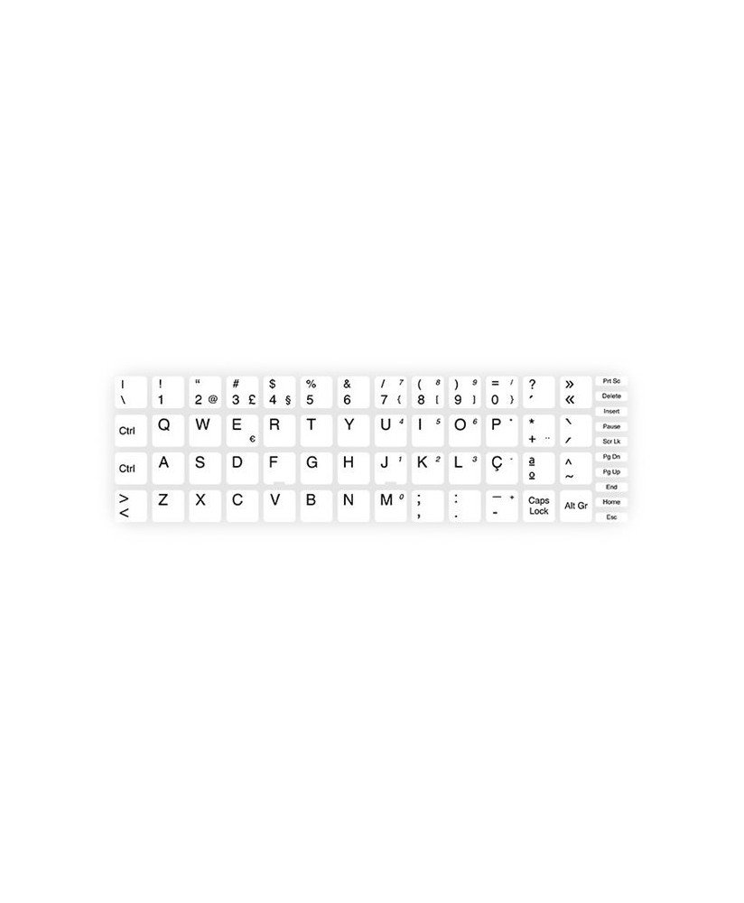 Kits de Teclas Autocolantes 14*14 com Carateres Portugueses para Teclado - Branco