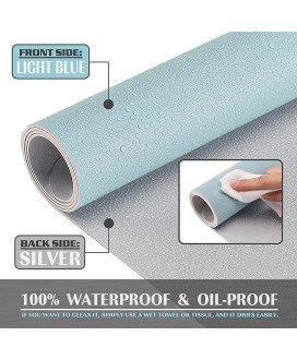 Tapete de Secretária 80x40cm de Dupla Face, para Teclado e Rato – Prateado / Azul