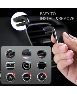 Suporte Magnético de Telemóvel com Formato L, com Clip de Montagem, para Carro – Preto Metalizado