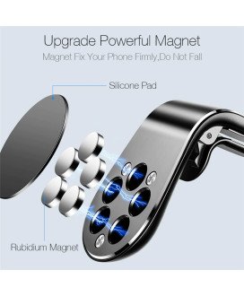 Suporte Magnético de Telemóvel com Formato L, com Clip de Montagem, para Carro – Preto Metalizado