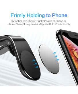 Suporte Magnético de Telemóvel com Formato L, com Clip de Montagem, para Carro – Preto Metalizado