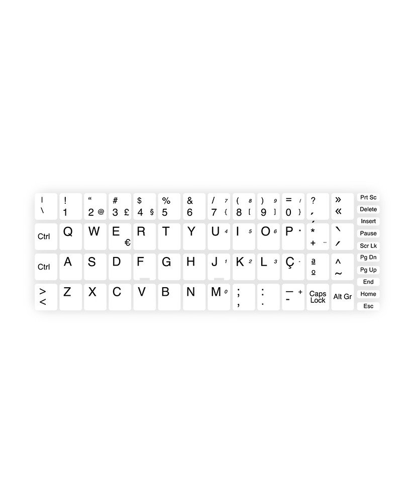 Kits de Teclas Autocolantes 11*13 Branco, com Carateres Portugueses para Teclado