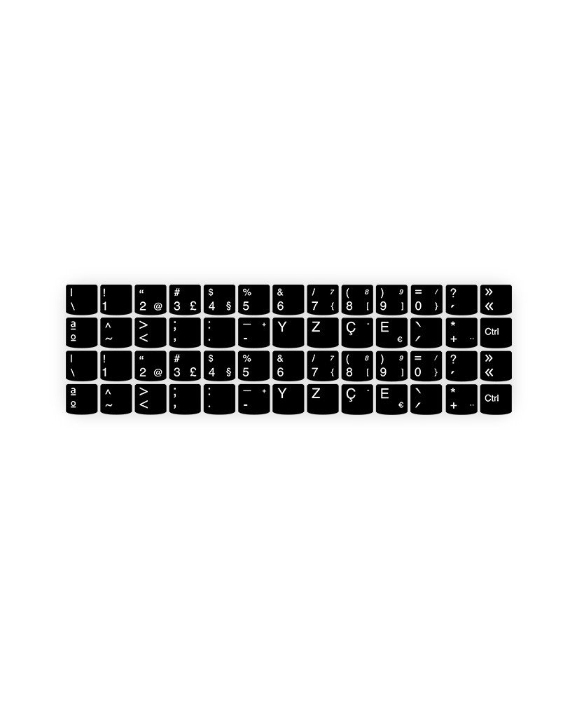 Kits de Teclas Autocolantes Preto 2 em 1, com Carateres Portugueses para Teclado Lenovo 14,9*14,3