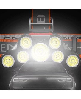 Lanterna Frontal Recarregável com 7 Leds e 4 Modos de Iluminação