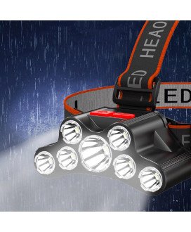Lanterna Frontal Recarregável com 7 Leds e 4 Modos de Iluminação
