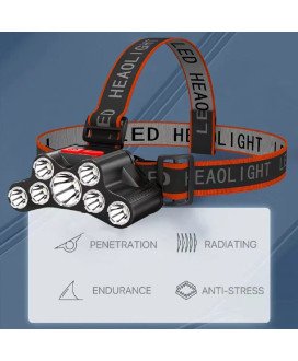 Lanterna Frontal Recarregável com 7 Leds e 4 Modos de Iluminação