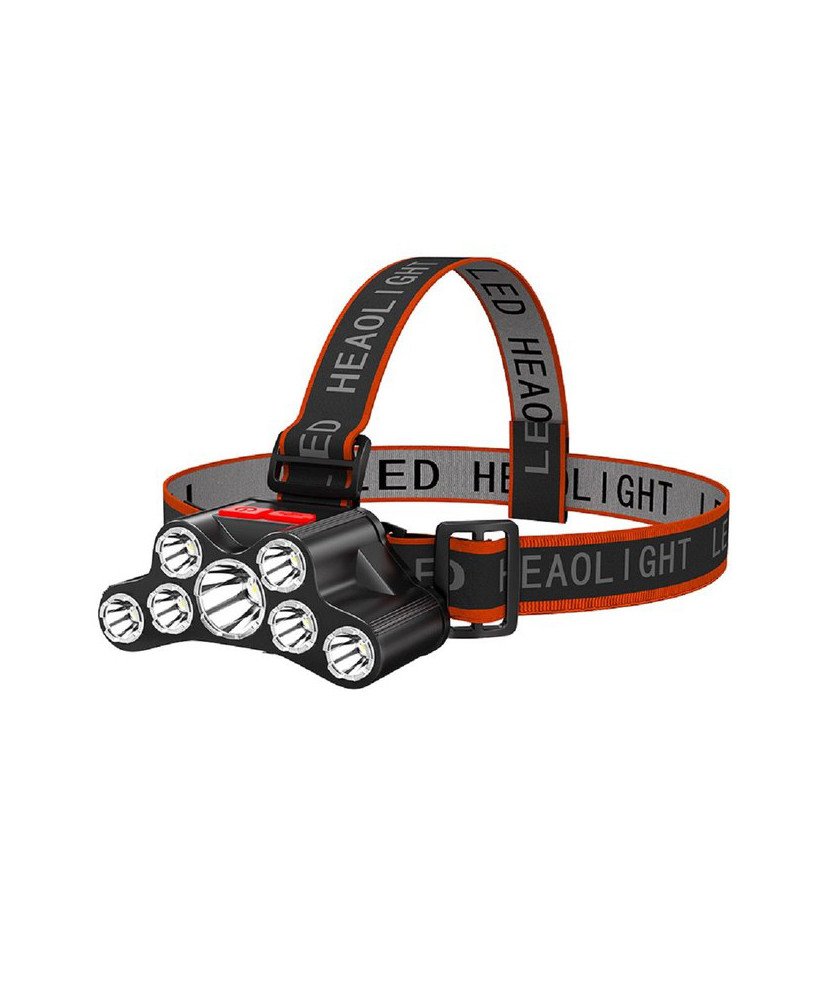 Lanterna Frontal Recarregável com 7 Leds e 4 Modos de Iluminação