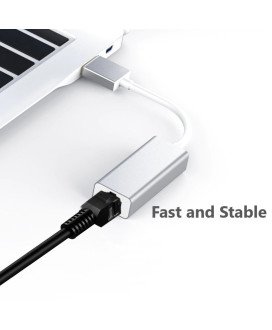 Cabo Adaptador USB 3.0 para RJ45 em Alumínio – Cinzento Metalizado