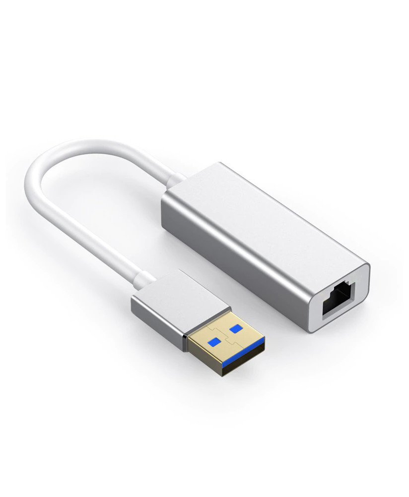 Cabo Adaptador USB 3.0 para RJ45 em Alumínio – Cinzento Metalizado