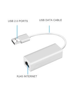 Cabo Adaptador USB 2.0 para RJ45 em Alumínio – Cinzento Metalizado