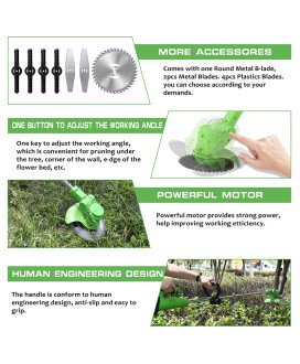 Aparador Corta-relva Elétrico, com 2 Baterias, 7 Ferramentas de Corte e Carregador