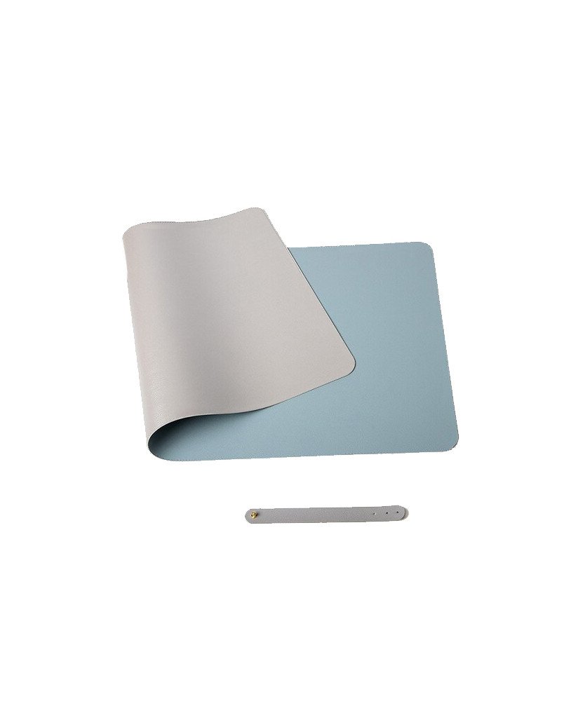 Tapete de Secretária 100x60cm de Dupla Face, para Teclado e Rato – Prateado / Azul
