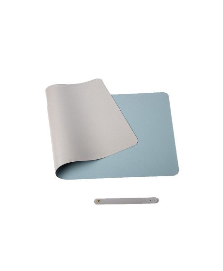 Tapete de Secretária 100x60cm de Dupla Face, para Teclado e Rato – Prateado / Azul