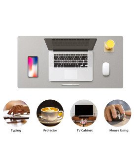 Tapete de Secretária 80x40cm, para Teclado e Rato, com Base Antiderrapante – Cinzento Claro