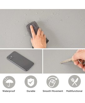 Tapete de Secretária 80x40cm, para Teclado e Rato, com Base Antiderrapante – Cinzento Claro