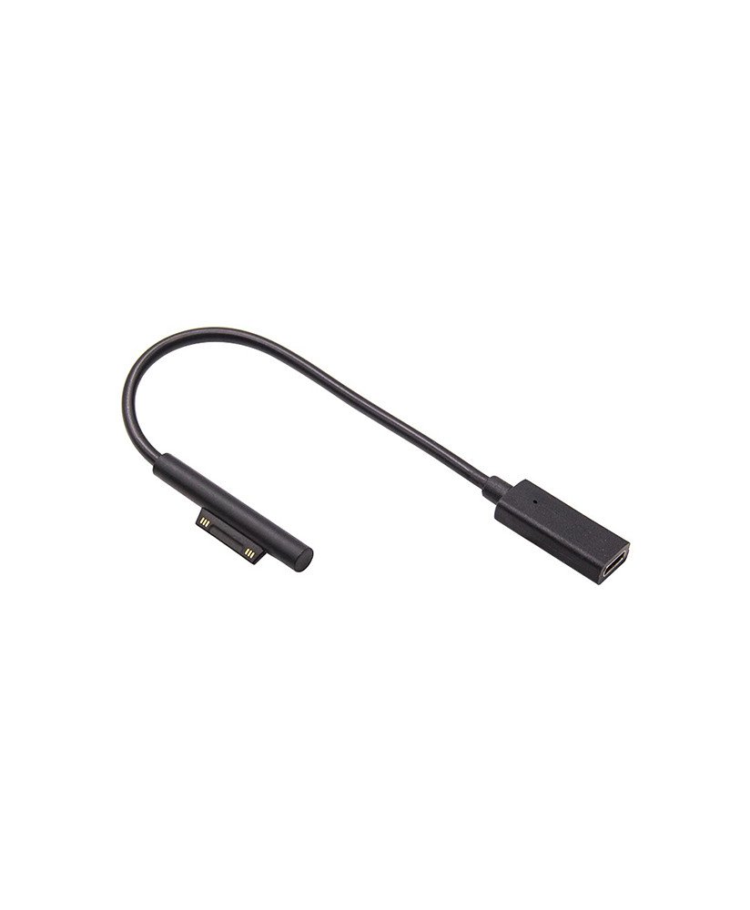 Cabo Adaptador Tipo-C Fêmea para Microsoft Surface Pro 4, 5 e 6, de 20cm – Preto