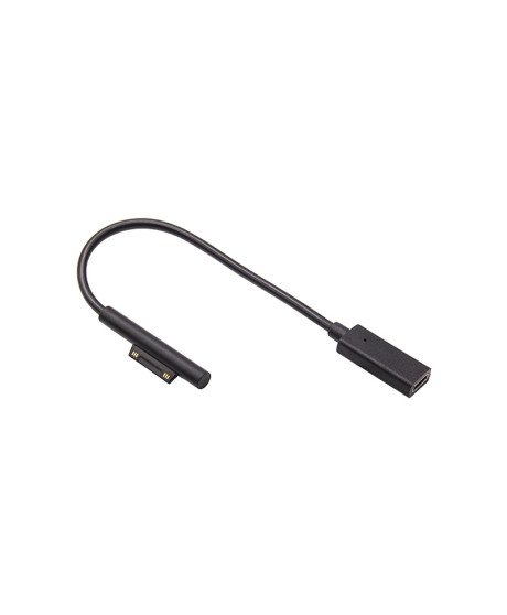 Cabo Adaptador Tipo-C Fêmea para Microsoft Surface Pro 4, 5 e 6, de 20cm – Preto