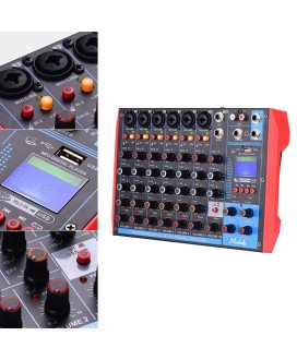 Mesa de Mistura (de Som) de 8 Canais, com Suporte Bluetooth / USB / MP3  e +48V Phantom Power - Muslady by Goeik