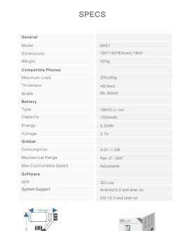 Suporte de Telemóvel Recarregável com Rotação a 355º e Acompanhamento de Movimento - Branco