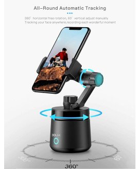 Suporte de Telemóvel Recarregável com Rotação a 355º e Acompanhamento de Movimento - Branco