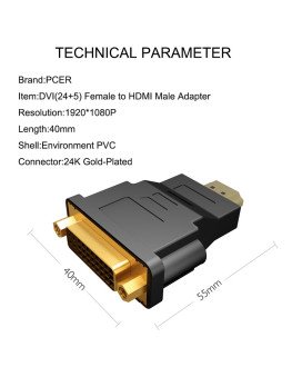Adaptador Conversor HDMI para DVI - Bidirecional – Preto