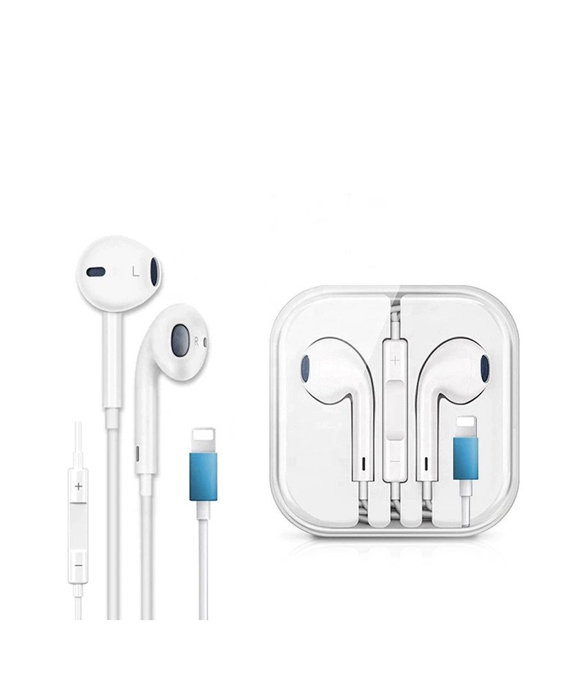 Fones Auriculares Tipo Apple, para iPhone, com Fio, Lightning - Branco