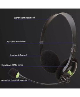 Headset para Teletrabalho com Microfone e Botão de Controlo de Volume - USB