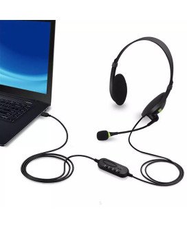 Headset para Teletrabalho com Microfone e Botão de Controlo de Volume - USB