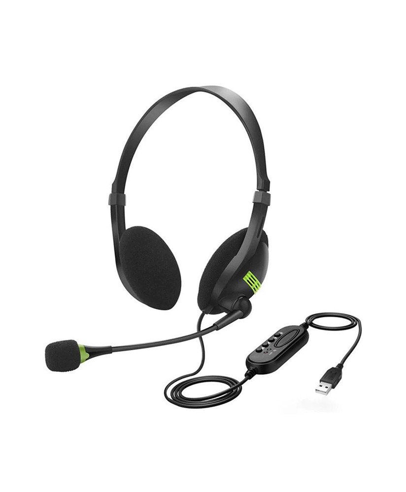 Headset para Teletrabalho com Microfone e Botão de Controlo de Volume - USB