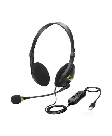 Headset para Teletrabalho com Microfone e Botão de Controlo de Volume - USB
