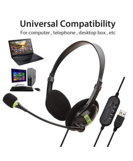 Headset para Teletrabalho com Microfone e Botão de Controlo de Volume - USB