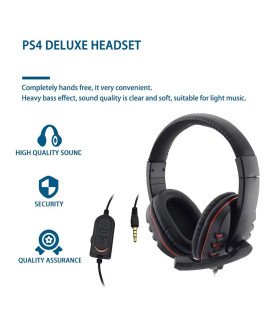 Headset Gaming com Microfone e Botão de Controlo de Volume – Preto e Vermelho