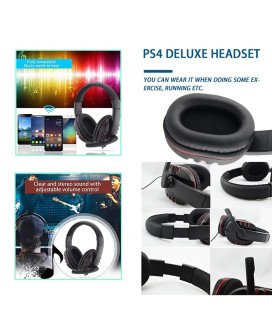 Headset Gaming com Microfone e Botão de Controlo de Volume – Preto e Vermelho