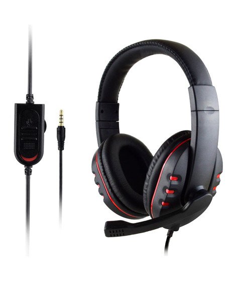Headset Gaming com Microfone e Botão de Controlo de Volume – Preto e Vermelho