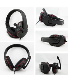 Headset Gaming com Microfone e Botão de Controlo de Volume – Preto e Vermelho