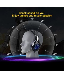 Headset Gaming com Microfone Ajustável e Efeitos LED – Branco e Preto