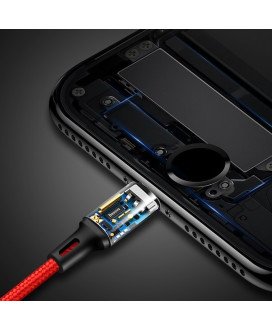 Cabo USB em Nylon 3 em 1: Tipo-C, Lightning e Micro USB - Cinzento