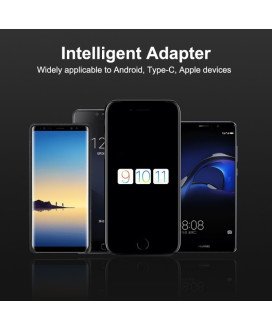 Cabo USB em Nylon 3 em 1: Tipo-C, Lightning e Micro USB - Cinzento