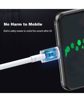 Cabo de Carregamento Rápido Tipo-C para USB de 1 metro e de 5 Amperes