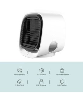 Ar Condicionado Portátil, de 3 Velocidades, Tanque para Água ou Gelo, Refrigerador e Purificador - 3 em 1 - Ligação USB