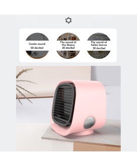 Ar Condicionado Portátil, de 3 Velocidades, Tanque para Água ou Gelo, Refrigerador e Purificador - 3 em 1 - Ligação USB